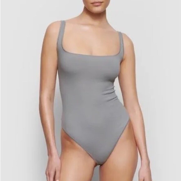 SKIMS Tops - SKIMS Ribbed Stretch Cotton Thong Bodysuit - Pacific - Size 3X -NWT